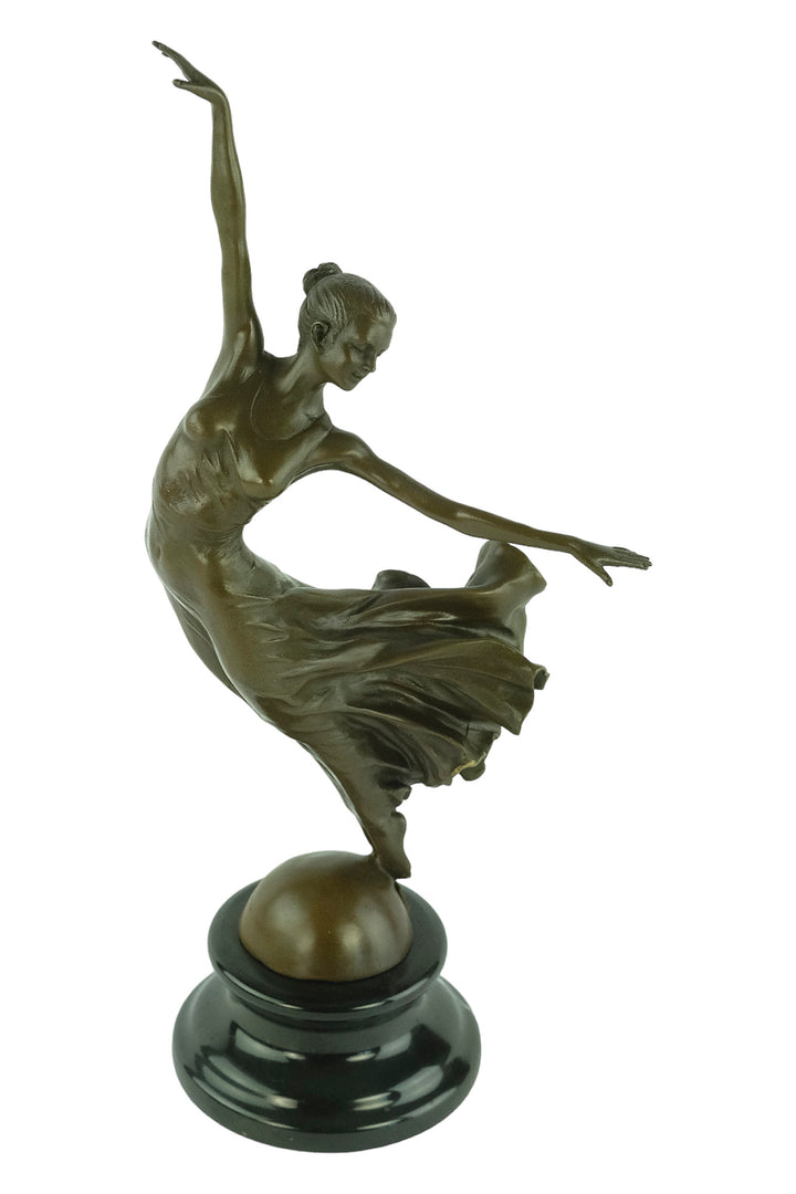 Bronze sculpture of a female dancing gracefully