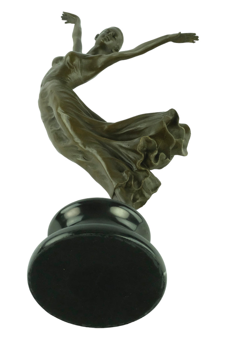 Bronze sculpture of a female dancing gracefully