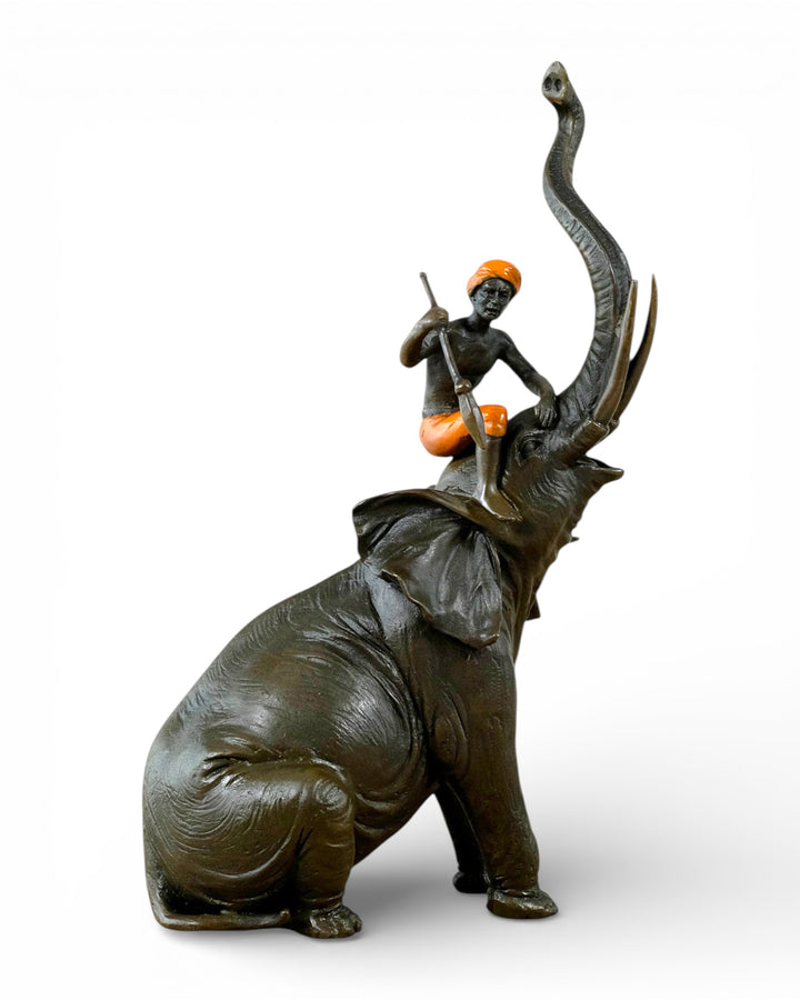 Vienna bronze sculpture of a hunter on an elephant