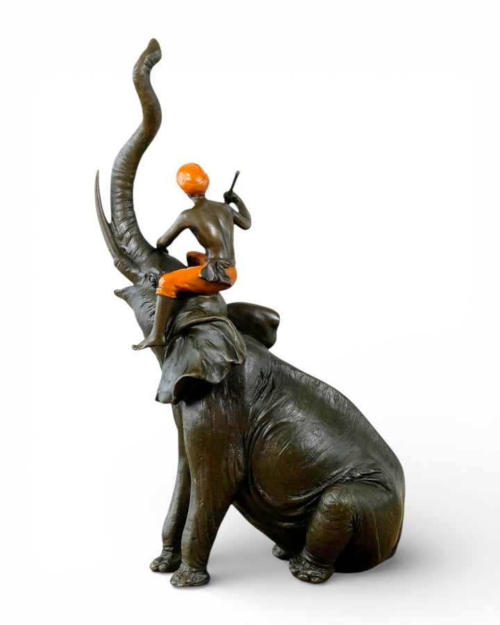 Vienna bronze sculpture of a hunter on an elephant