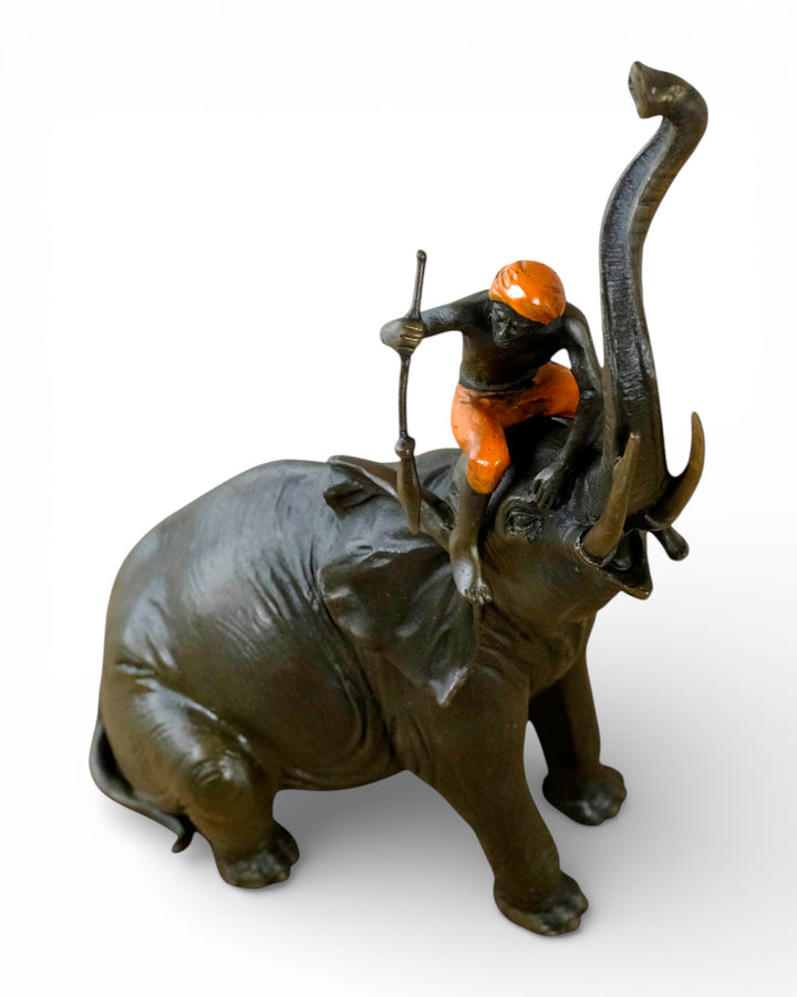 Vienna bronze sculpture of a hunter on an elephant