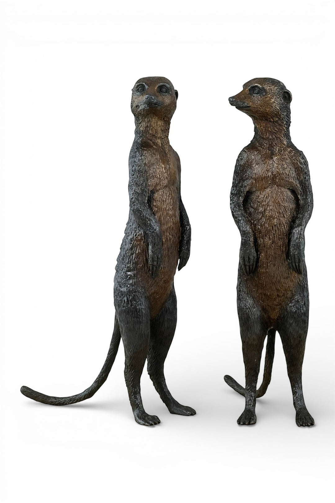 Pair of bronze meerkat sculptures (indoor & outdoor)