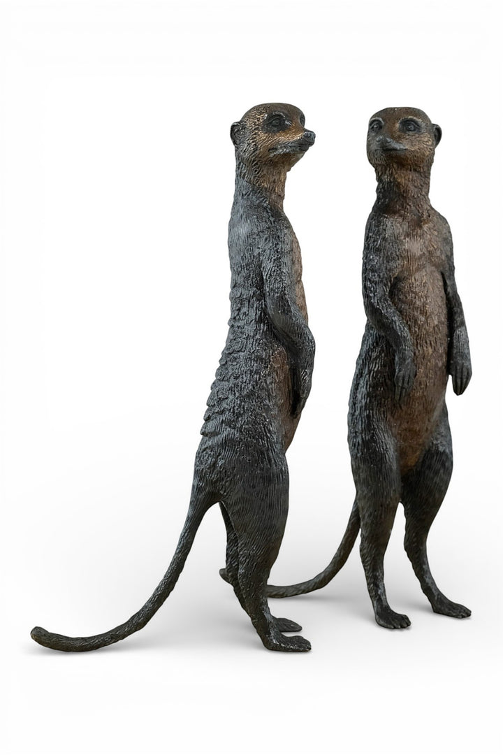 Pair of bronze meerkat sculptures (indoor & outdoor)