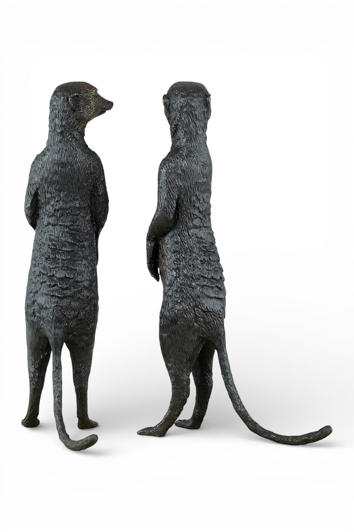 Pair of bronze meerkat sculptures (indoor & outdoor)