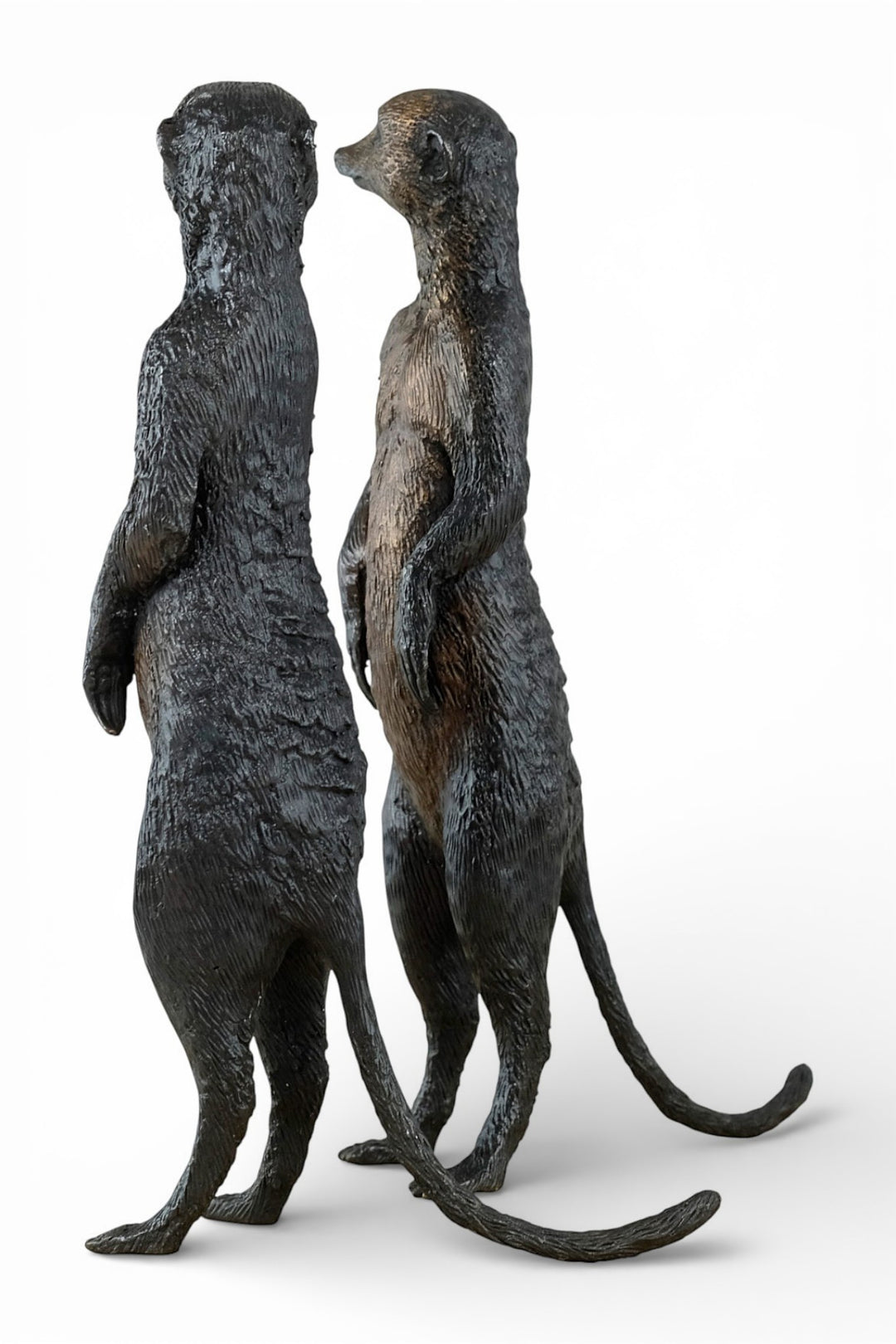 Pair of bronze meerkat sculptures (indoor & outdoor)