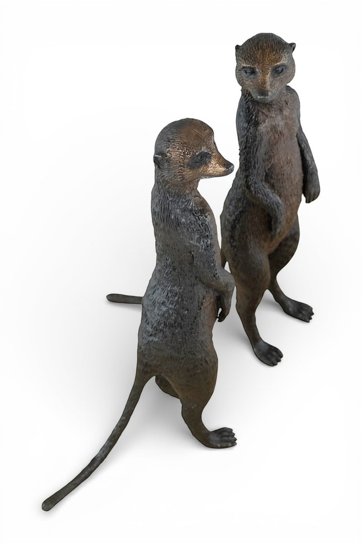 Pair of bronze meerkat sculptures (indoor & outdoor)