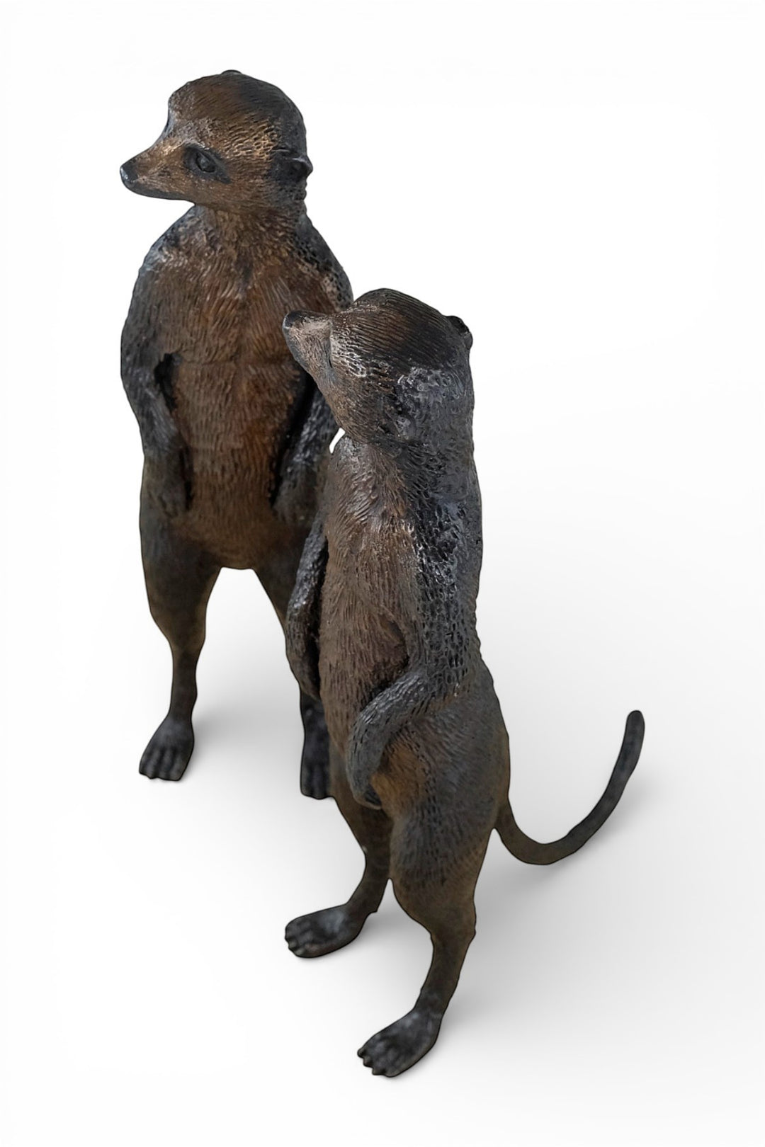 Pair of bronze meerkat sculptures (indoor & outdoor)