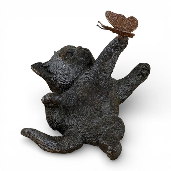 Bronze sculpture of a kitten with a butterfly (indoor & outdoor)
