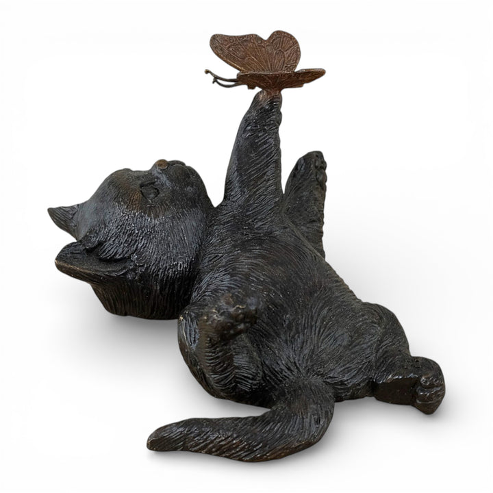 Bronze sculpture of a kitten with a butterfly (indoor & outdoor)