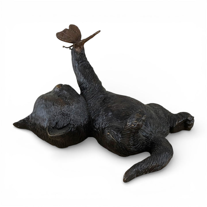 Bronze sculpture of a kitten with a butterfly (indoor & outdoor)