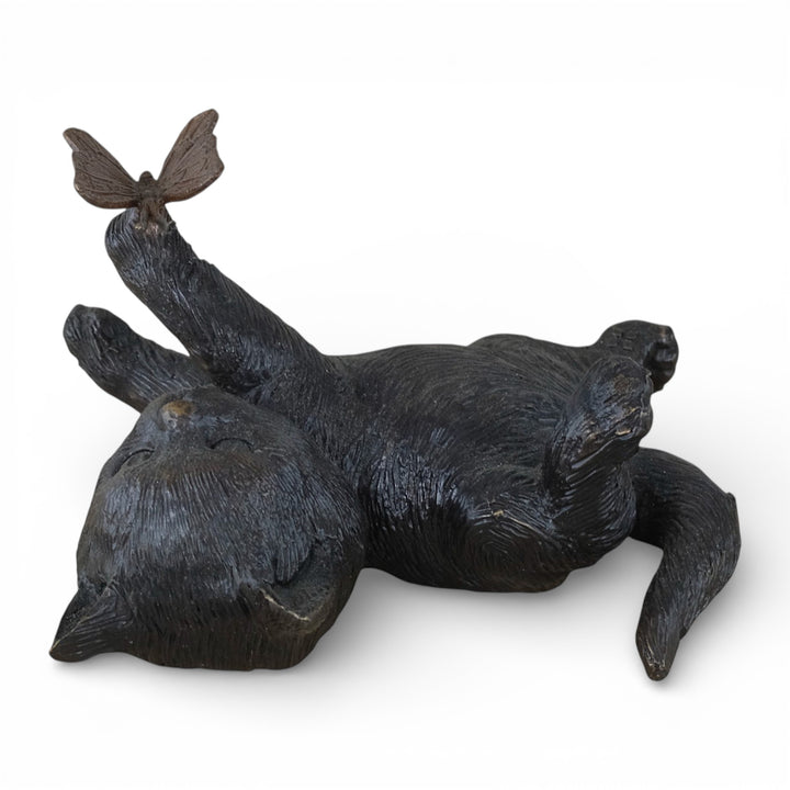 Bronze sculpture of a kitten with a butterfly (indoor & outdoor)
