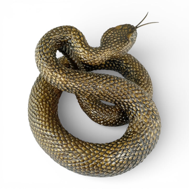 Bronze rattlesnake sculpture
