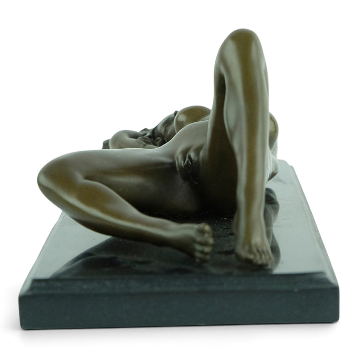 Bronze sculpture of a reclining sensual female nude