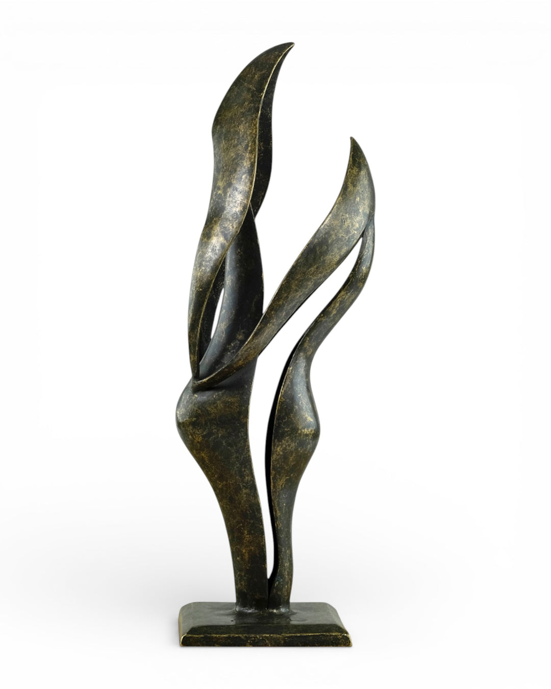 Modern bronze sculpture of an abstract couple in harmony (indoor & outdoor)