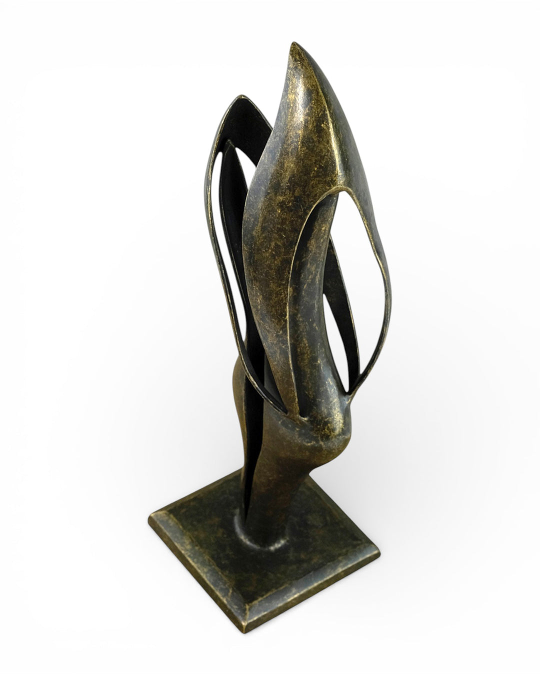Modern bronze sculpture of an abstract couple in harmony (indoor & outdoor)