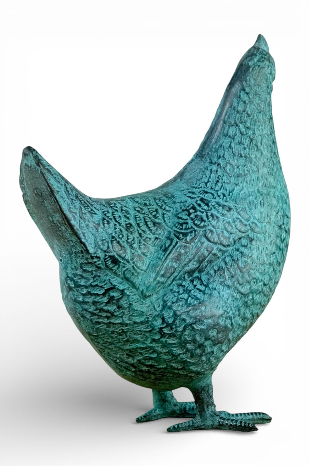 Bronze chicken sculpture