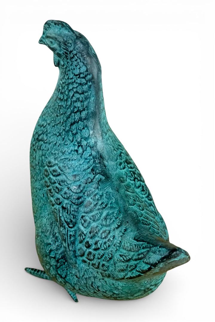 Bronze chicken sculpture