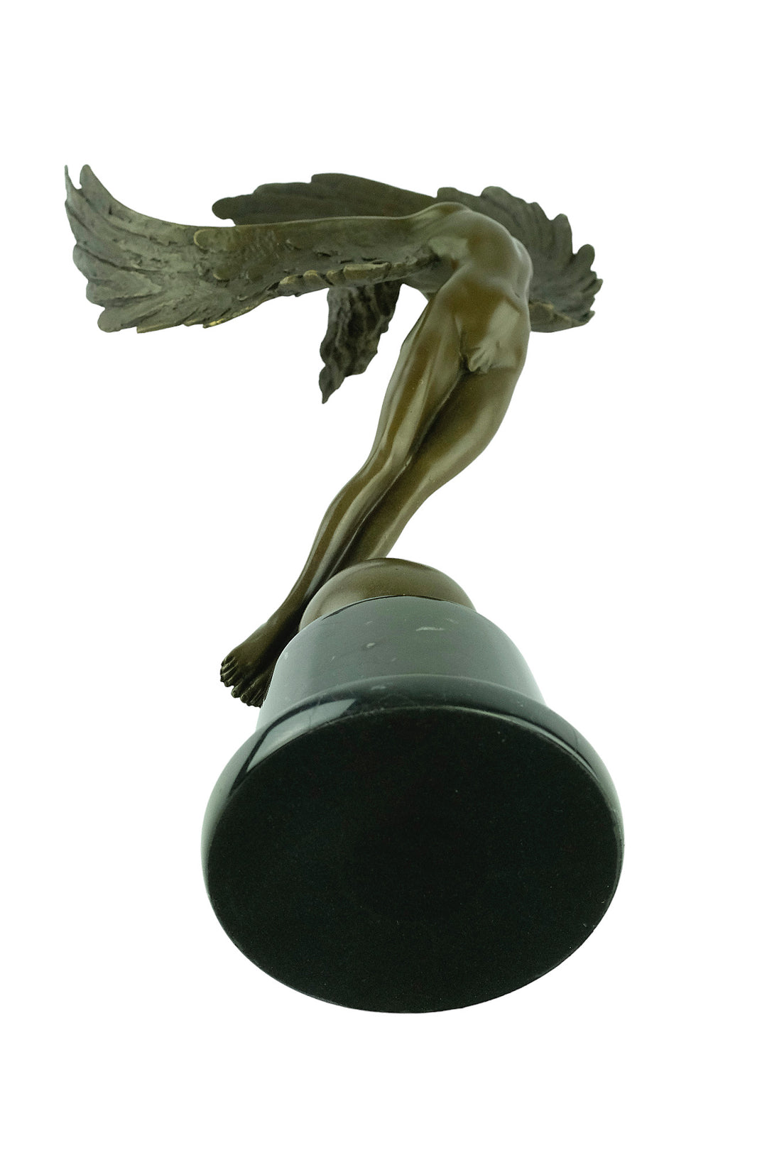 Bronze sculpture of a winged female in rising motion