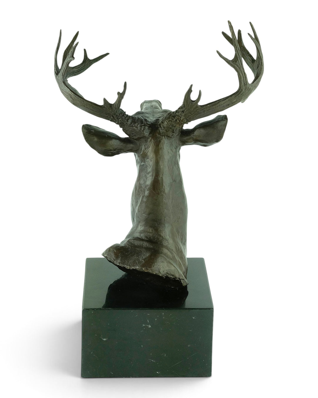 Large bronze deer head sculpture