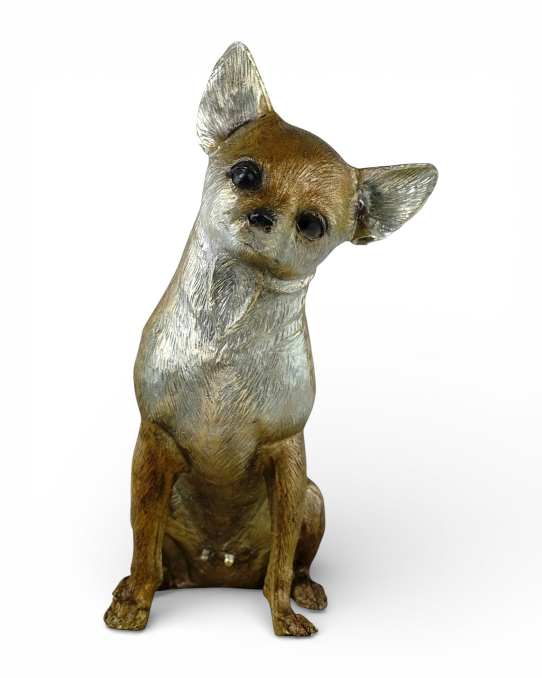 Lifesize bronze Chihuahua sculpture (hand-painted)
