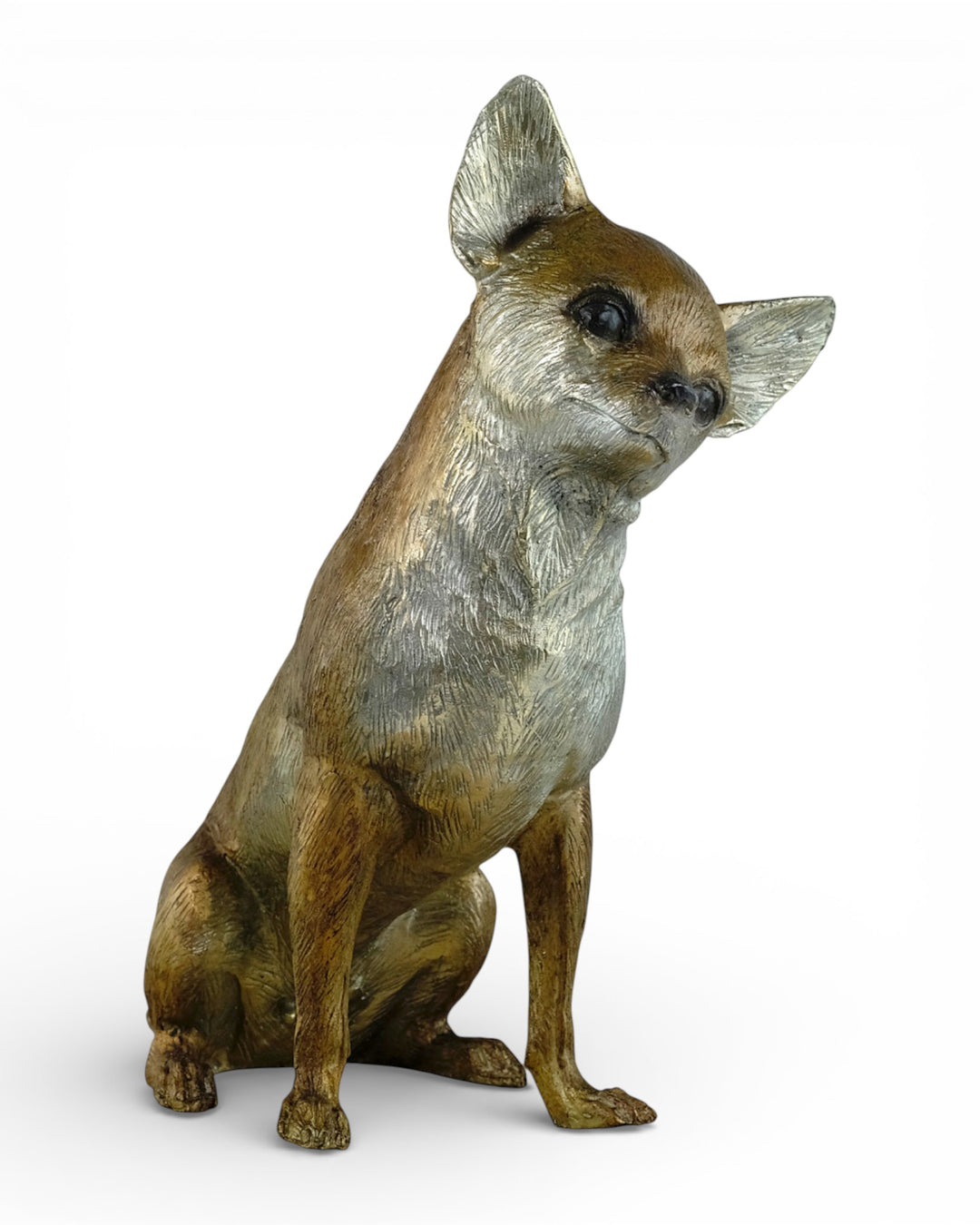 Lifesize bronze Chihuahua sculpture (hand-painted)