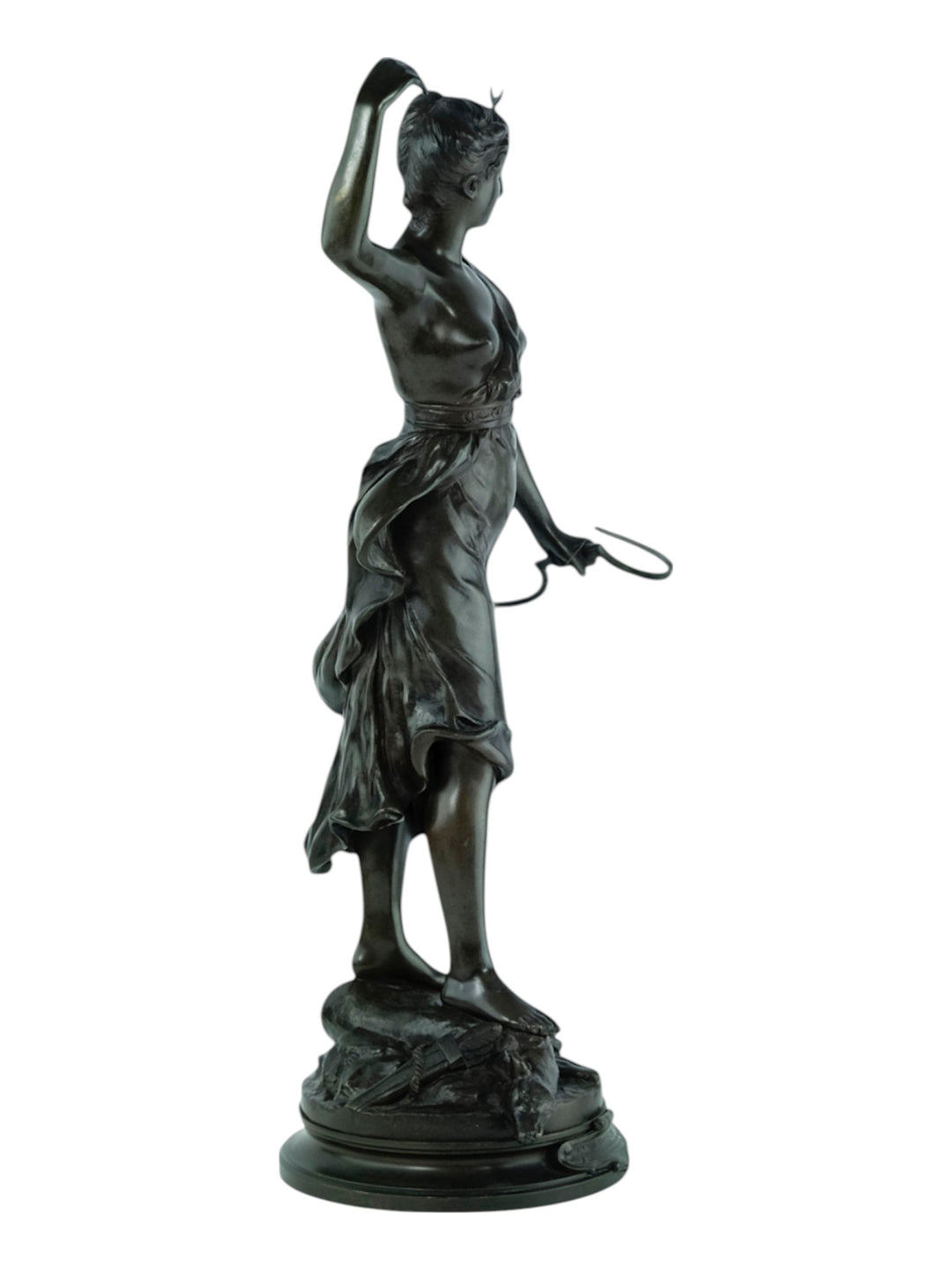 Antiek bronzen beeld van Diane de jageres door Alexandre Levasseur