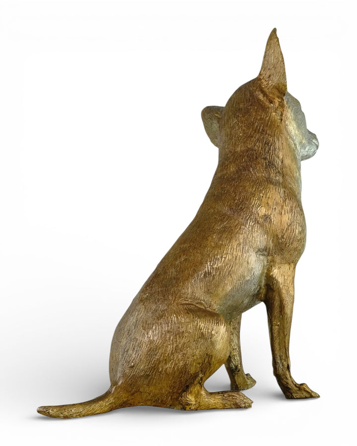 Lifesize bronze Chihuahua sculpture (hand-painted)