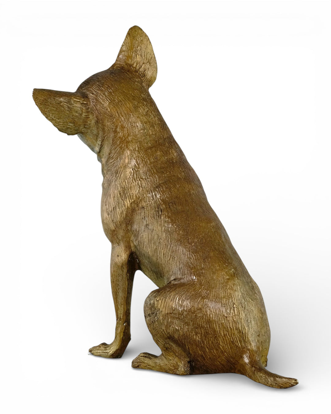 Lifesize bronze Chihuahua sculpture (hand-painted)