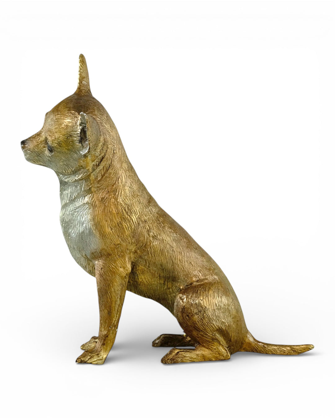Lifesize bronze Chihuahua sculpture (hand-painted)