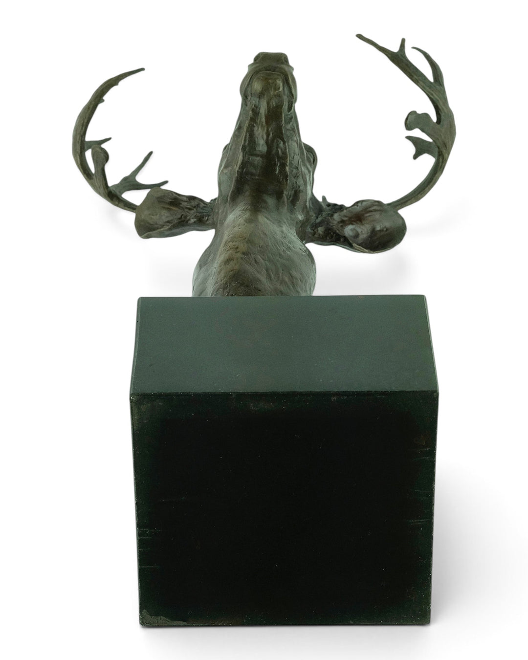 Large bronze deer head sculpture
