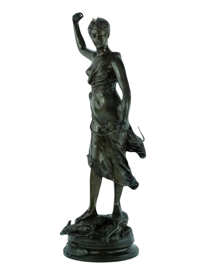Antiek bronzen beeld van Diane de jageres door Alexandre Levasseur