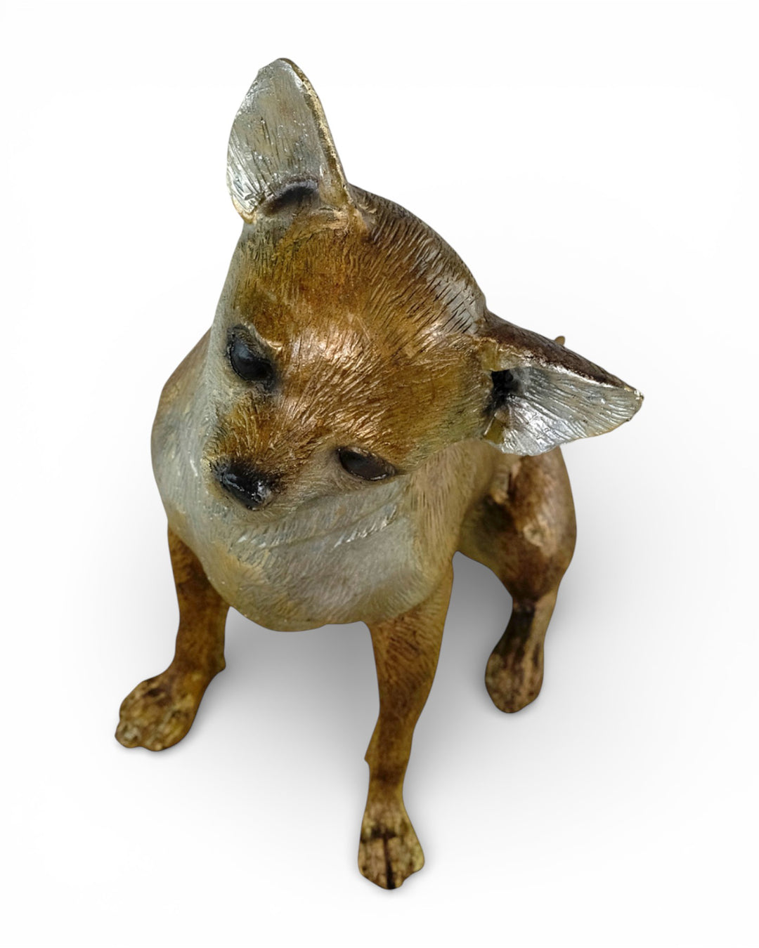 Lifesize bronze Chihuahua sculpture (hand-painted)