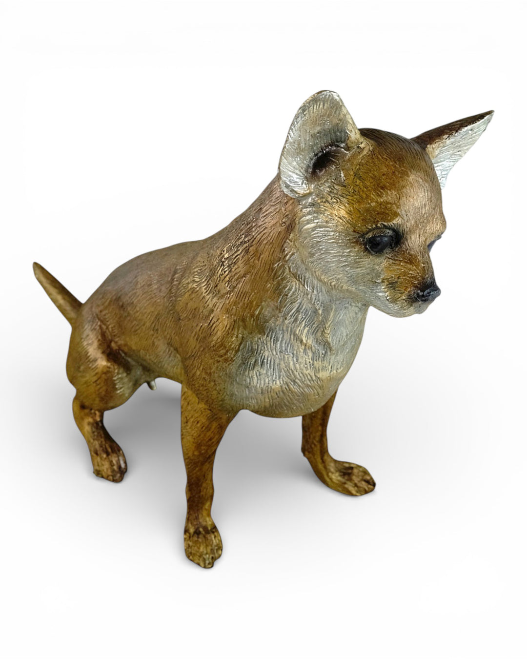 Lifesize bronze Chihuahua sculpture (hand-painted)