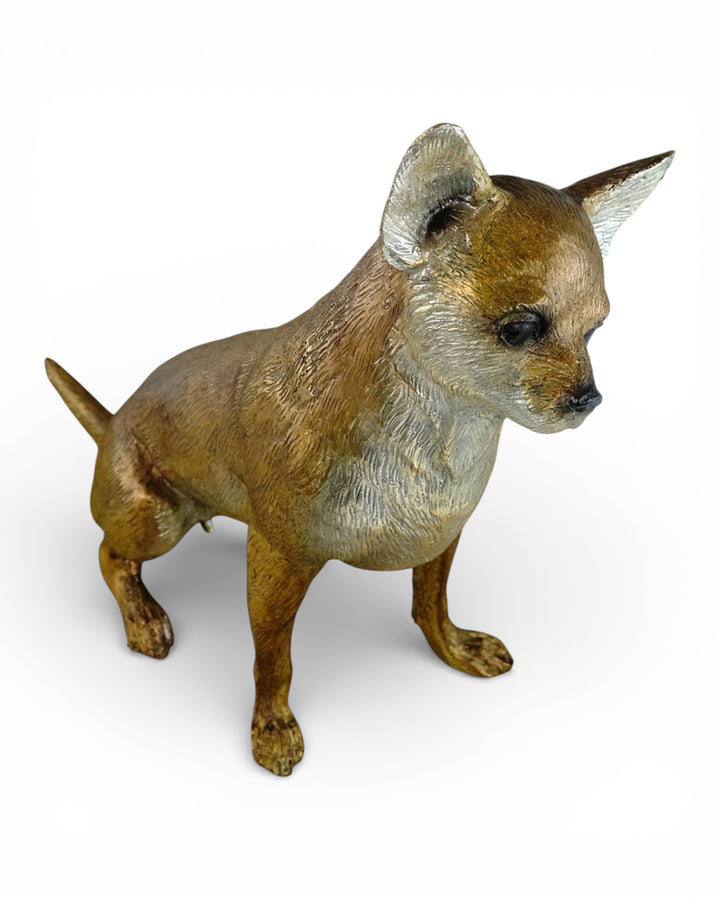 Lifesize bronze Chihuahua sculpture (hand-painted)