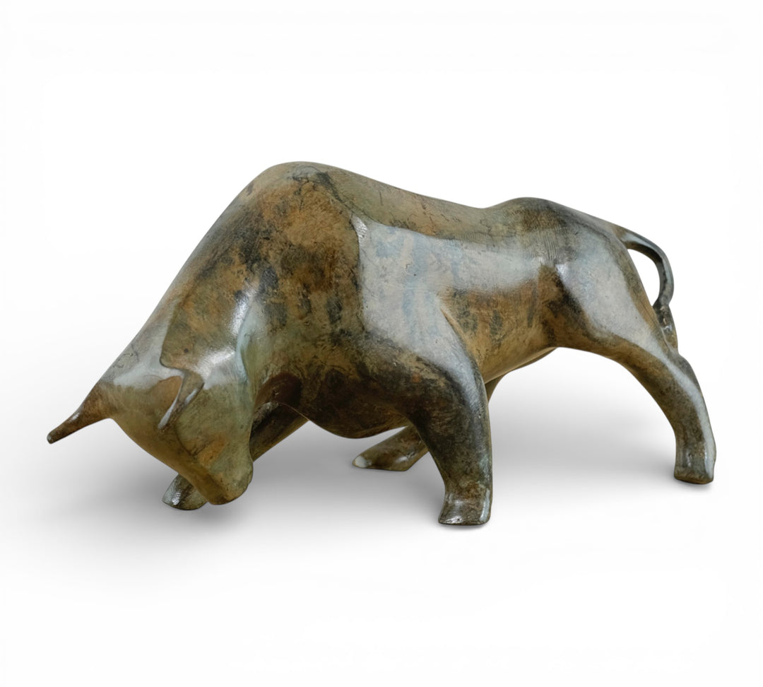 Bronze sculpture of a cubist style bull by the Pierre Chenet foundry
