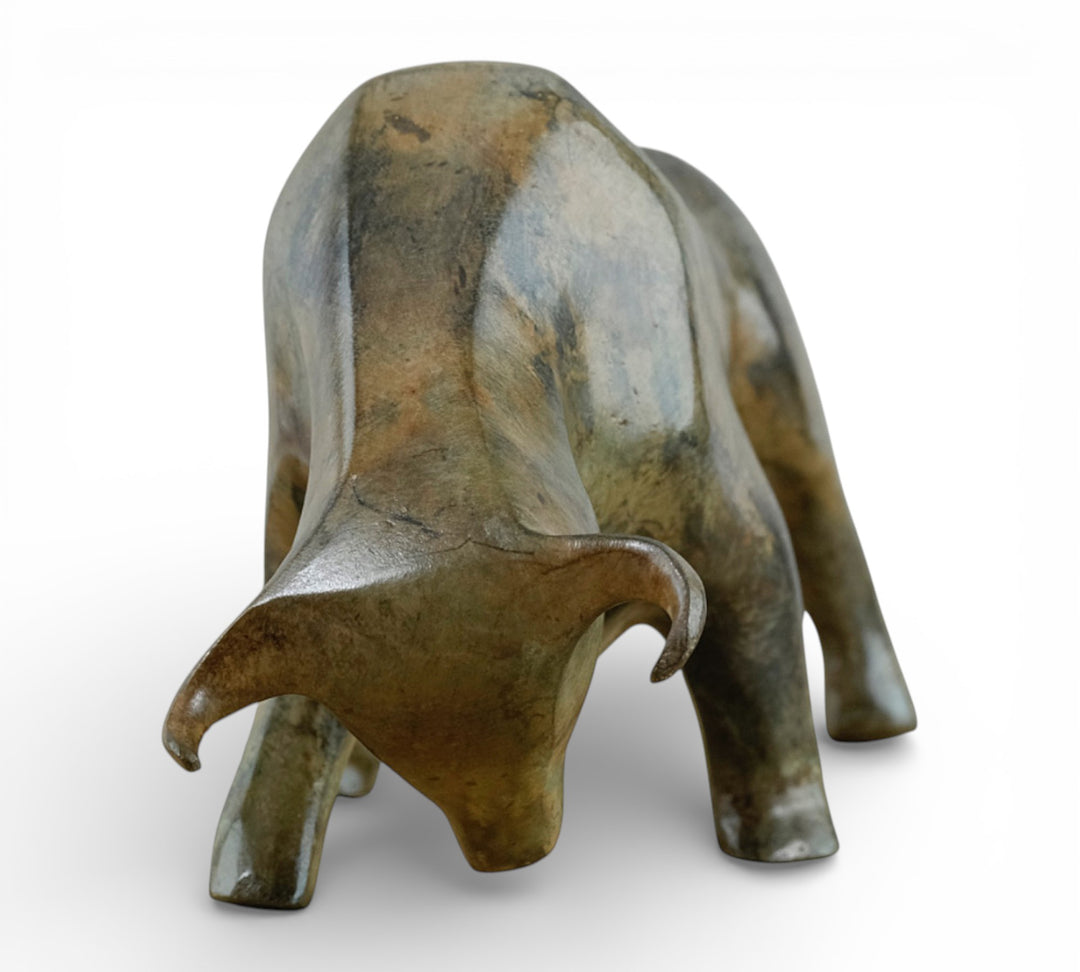 Bronze sculpture of a cubist style bull by the Pierre Chenet foundry