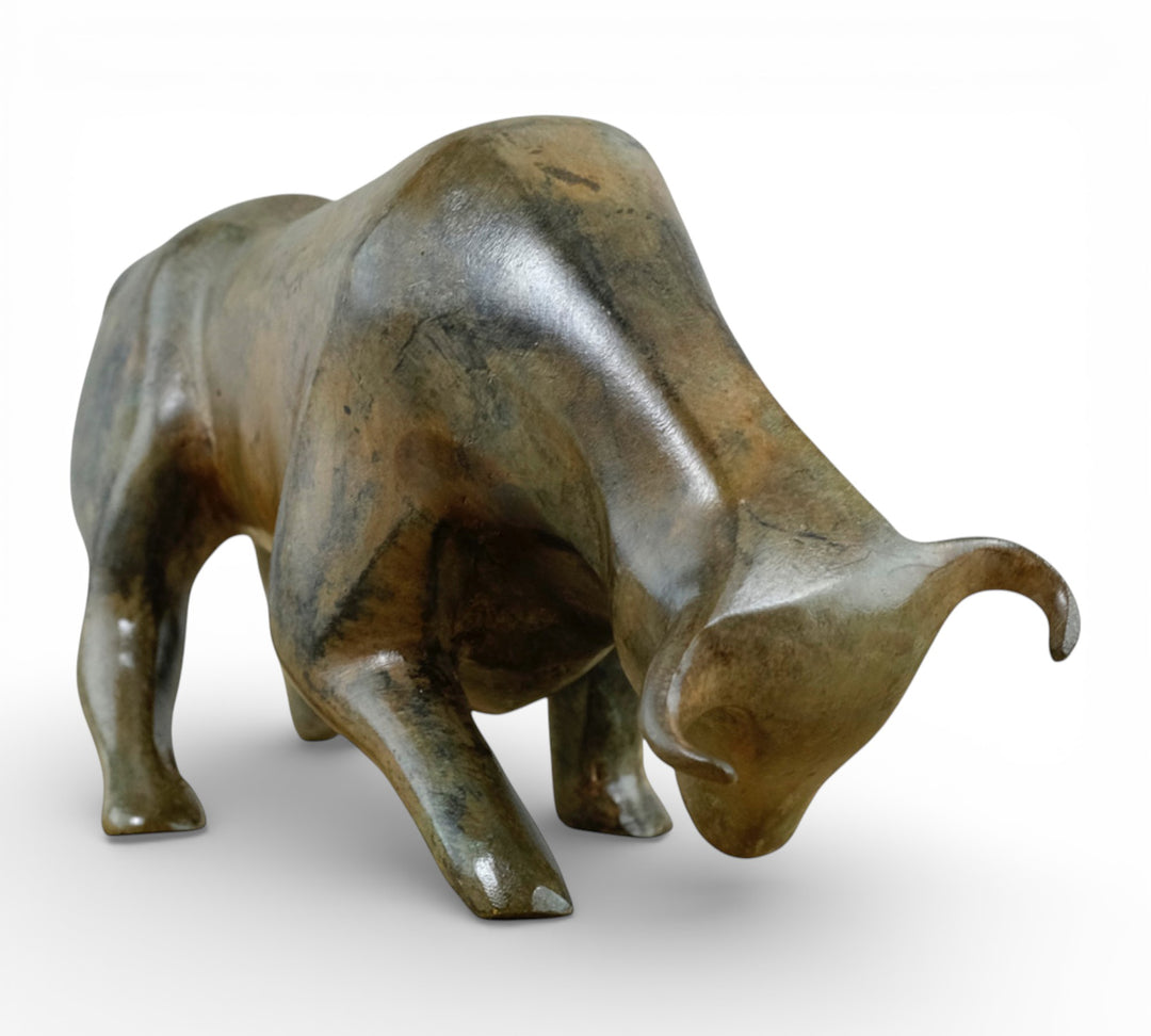 Bronze sculpture of a cubist style bull by the Pierre Chenet foundry
