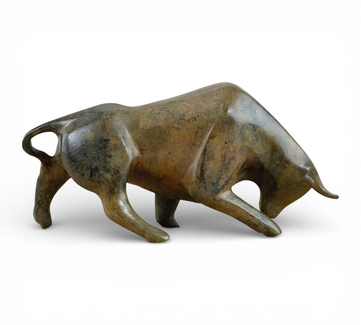 Bronze sculpture of a cubist style bull by the Pierre Chenet foundry