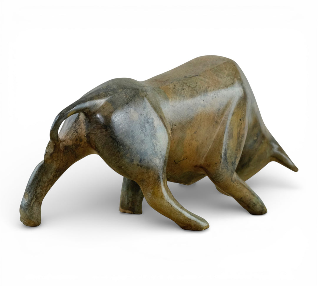 Bronze sculpture of a cubist style bull by the Pierre Chenet foundry