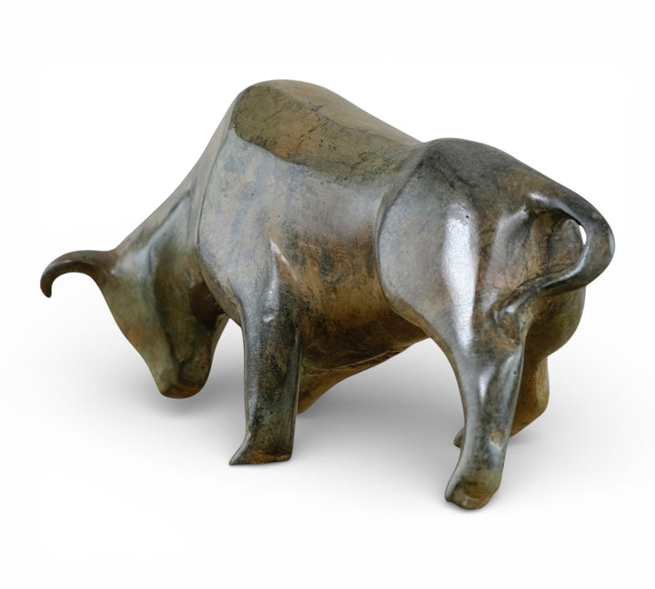 Bronze sculpture of a cubist style bull by the Pierre Chenet foundry