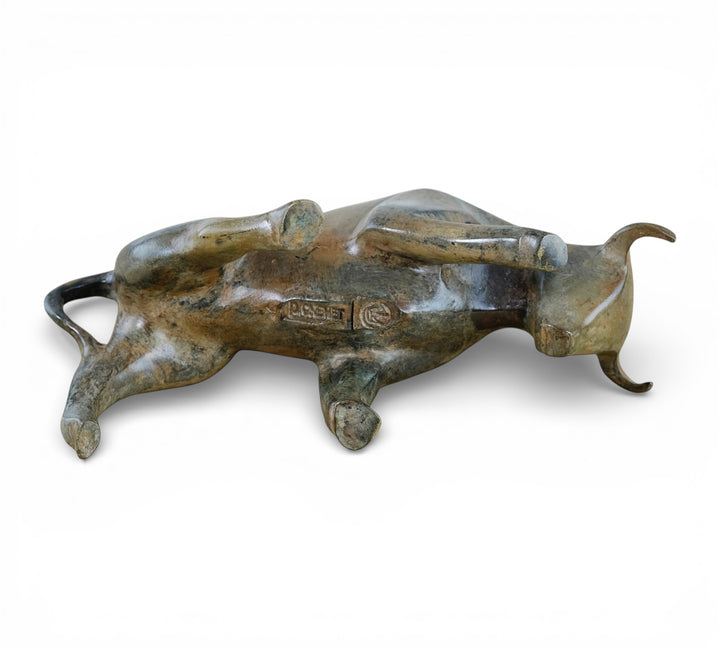 Bronze sculpture of a cubist style bull by the Pierre Chenet foundry