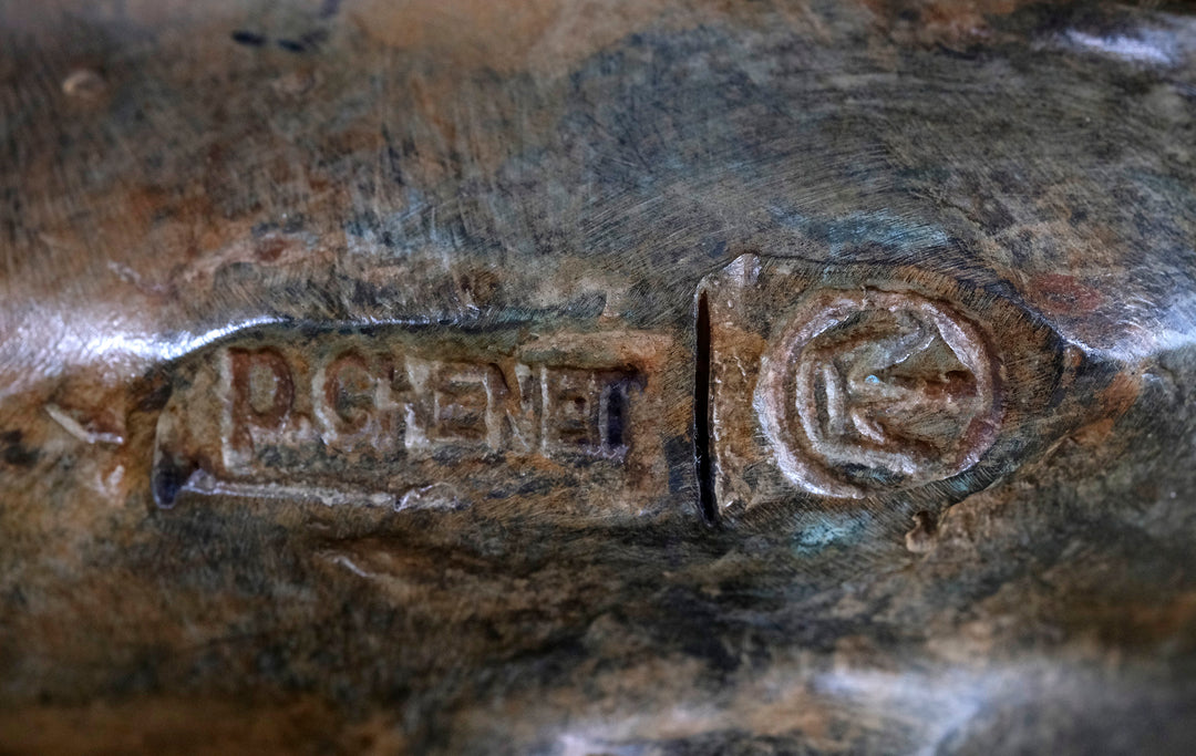 Bronze sculpture of a cubist style bull by the Pierre Chenet foundry