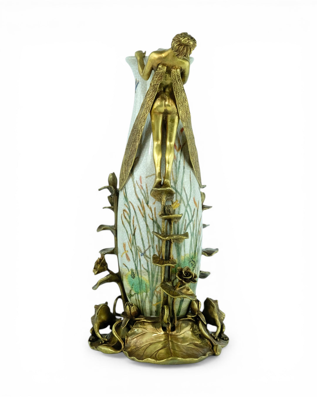 Porcelain vase with floral motifs and bronze decoration