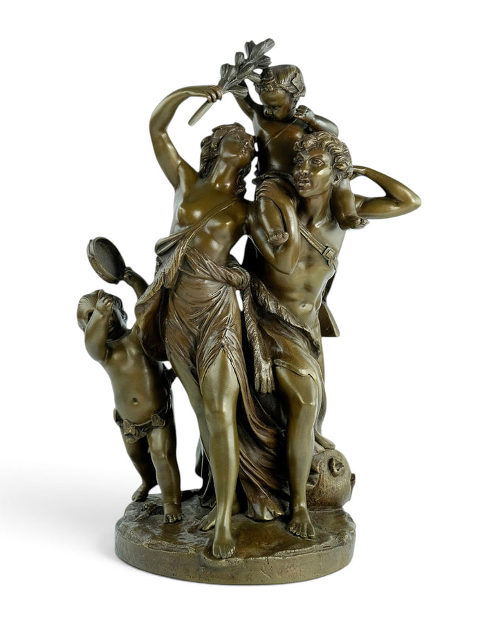 Scultura antica in bronzo Il trionfo di Bacco dopo Clodion 