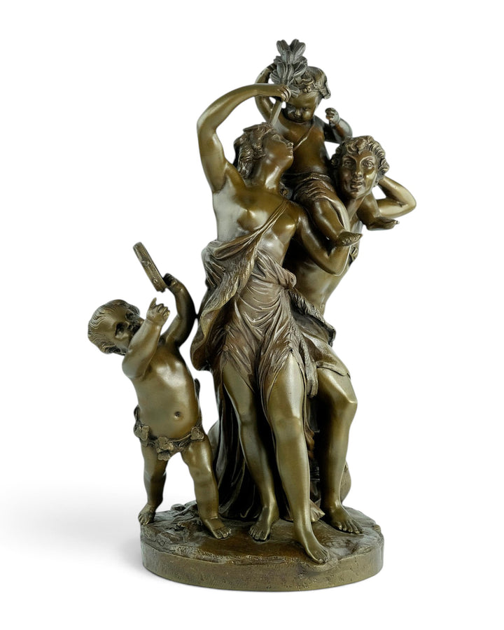 Scultura antica in bronzo Il trionfo di Bacco dopo Clodion 