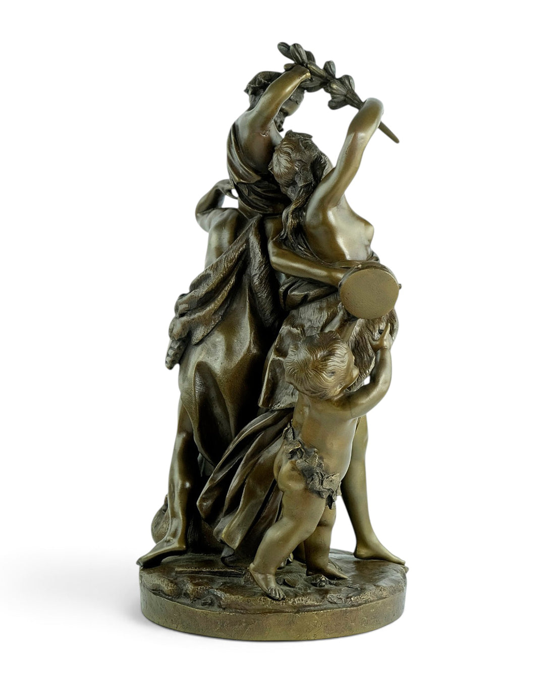 Scultura antica in bronzo Il trionfo di Bacco dopo Clodion 