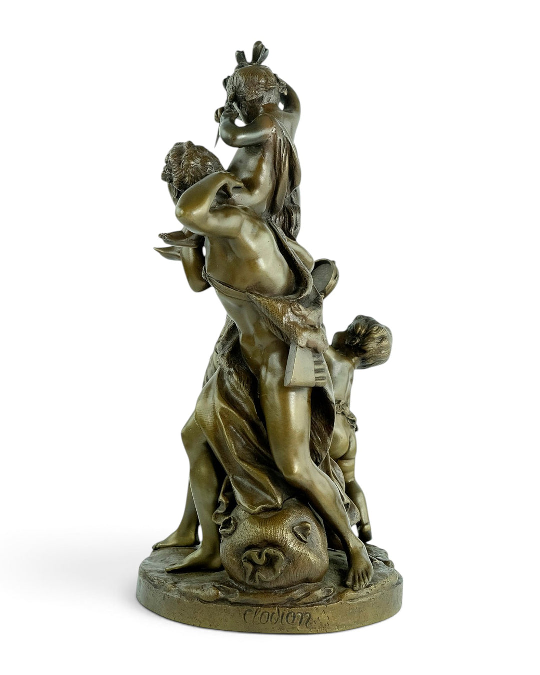 Scultura antica in bronzo Il trionfo di Bacco dopo Clodion 
