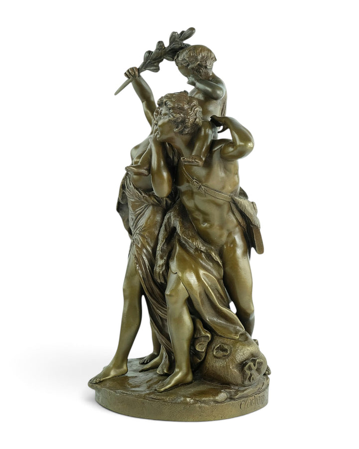Scultura antica in bronzo Il trionfo di Bacco dopo Clodion 