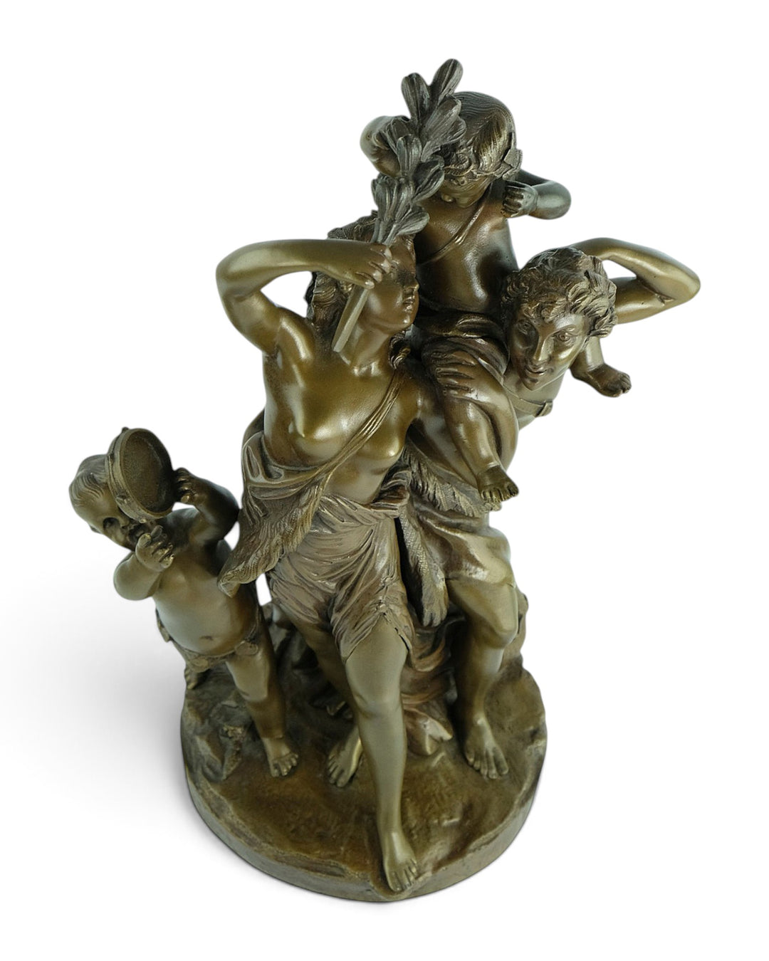 Scultura antica in bronzo Il trionfo di Bacco dopo Clodion 