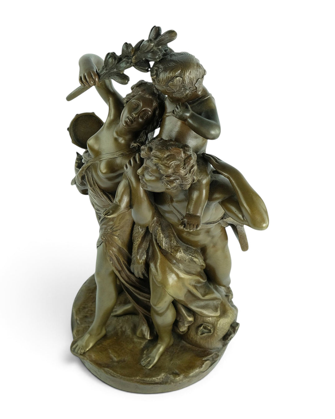 Scultura antica in bronzo Il trionfo di Bacco dopo Clodion 